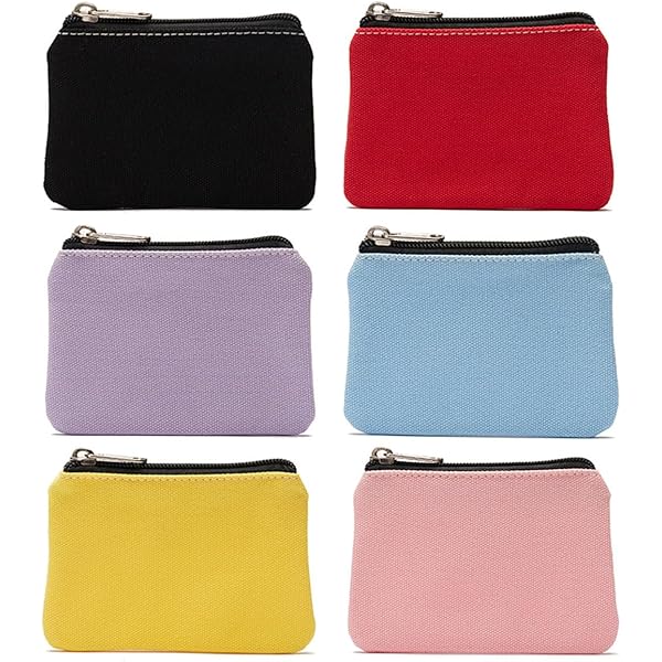 SamHeng 6 Pcs Small Coin Purses, Colorful Mini Canvas Coin Pouch
